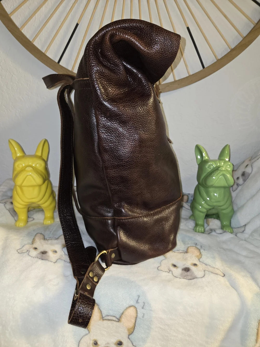 Portland Leather Dark Brown Roll-Top Backpack